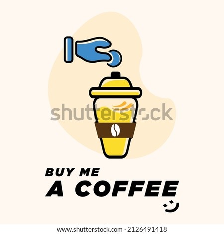 buy me a coffee post design template vector flat illustration for web landing page