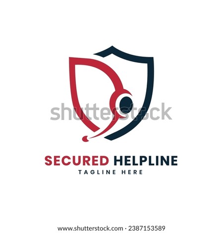 Secured Helpline call service logo design creative concept