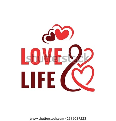 Love and Life Text based logo design wordmark with heart sign