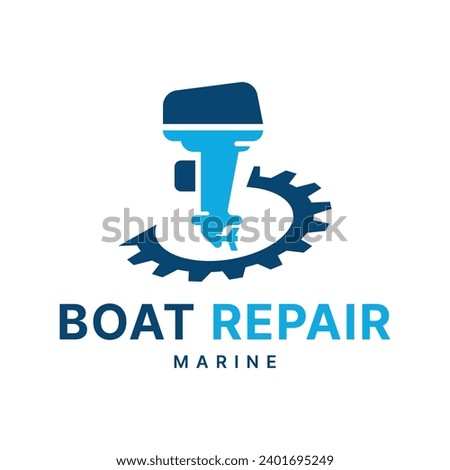 Speed Boat Repair Service Logo design for marine transport 
