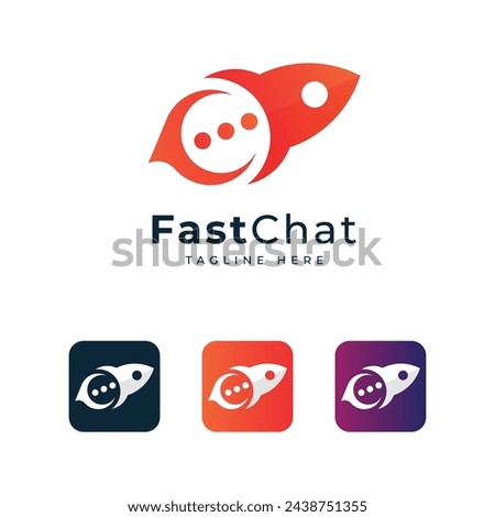 Fast Chat logo design and app icon concept creative modern concept rocket message chat boost 