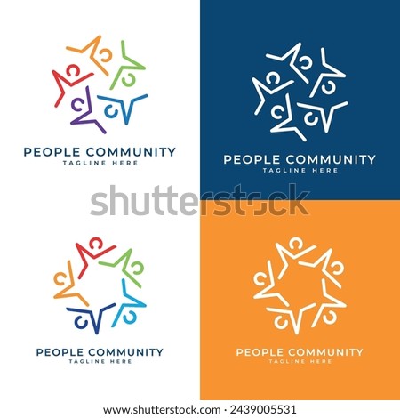 Community People circle star logo design vector template minimal creative concept