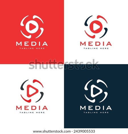 Media Live Stream Play Button Creative Modern Simple Logo design vector template