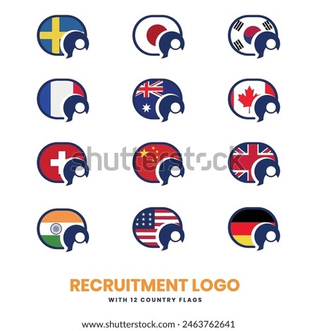 Recruitment Flags Top recruitment country Logo design concept vector template human corporate