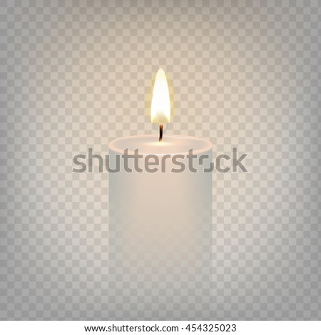 Stock vector illustration realistic candle flame fire light. Isolated on a transparent background. EPS 10