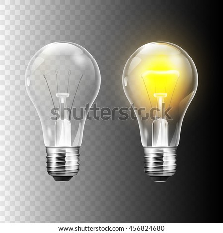Stock vector illustration realistic lightbulb isolated on a transparent background. EPS 10