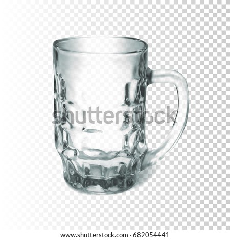 Stock vector illustration realistic glass beer mug. Isolated on a transparent checkered background. EPS10