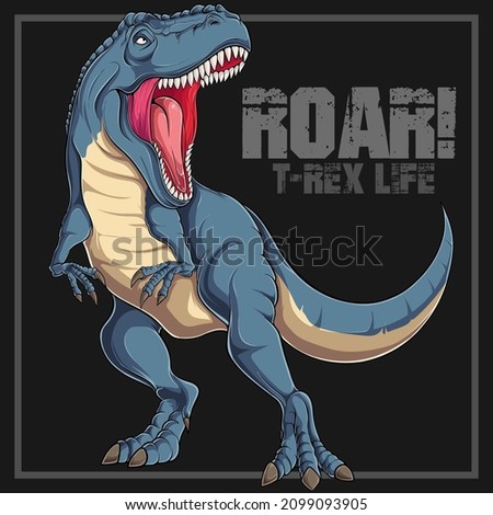 Blue angry roaring Trex vector Foto stock © 