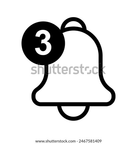 Notification Bell Icon. Incoming Inbox Message Alert, Outline Style Vector Illustration