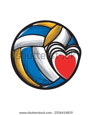 Volleyball Graphics Design With Love and Volleyball Vector for Light Background