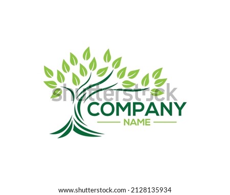 Tree with Green leaves Logo Design. Vector Tree Icon Design Concept.