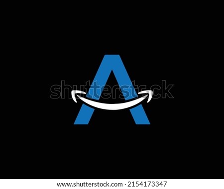 Letter A  With Smile Sign Logo Templet. Creative  Alphabet Vector Icon.
