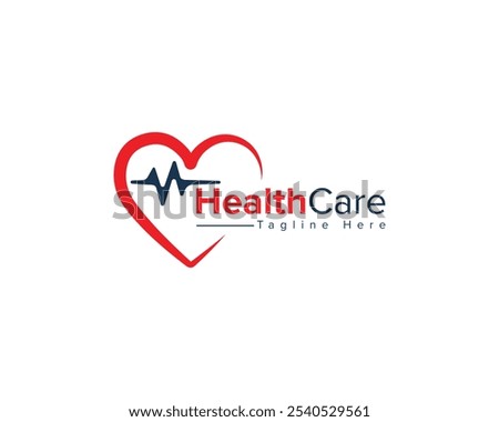 Health Care Love and Heartbeat Vector Logo Design.