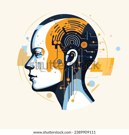 A woman's head is depicted with intricate circuitry and futuristic elements. Symbolizing the fusion of AI and human intelligence. Woman's head with intricate circuits sparks the imagination of artific