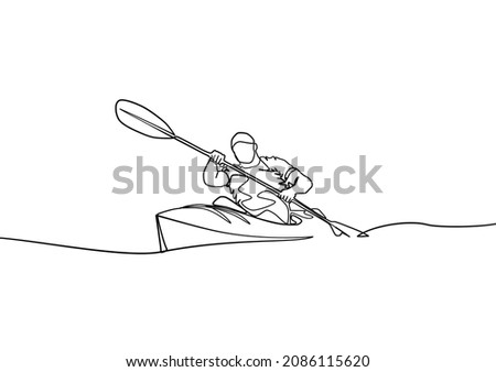 one line sketch of kayaking