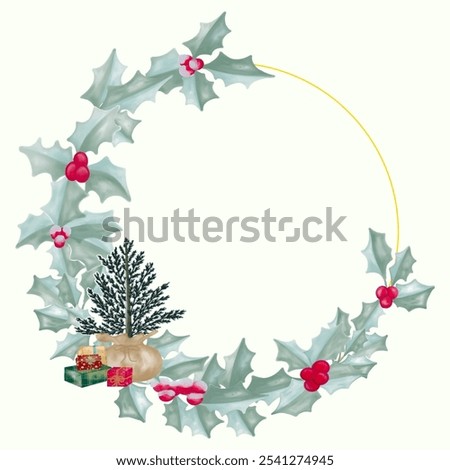 christmas wreath with holly berries