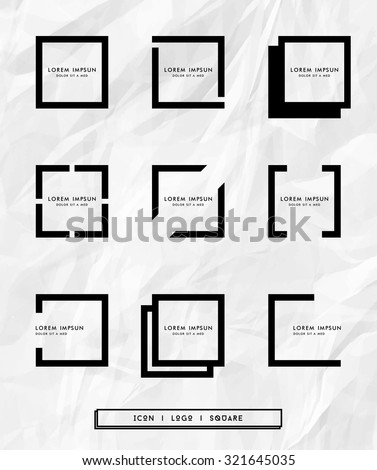 Collection of geometric frames logo and place for tex.Template for design logos,brand,company,cover,card,invitation,background,pattern.Trendy Hipster,Contemporary icons and logotypes.Vector.Isolated