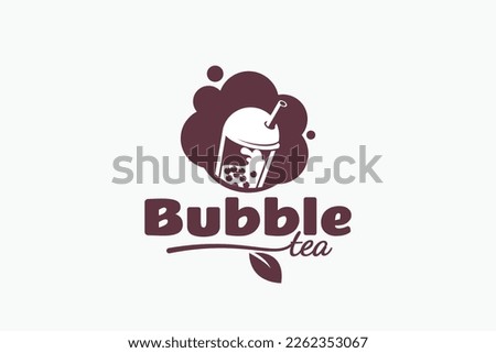 logo with bubble tea drink and lettering for any business especially for cafe, shop, food truck, etc.