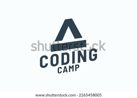 coding camp logo with a combination of strict inequality and a minus sign shaped like a tent.