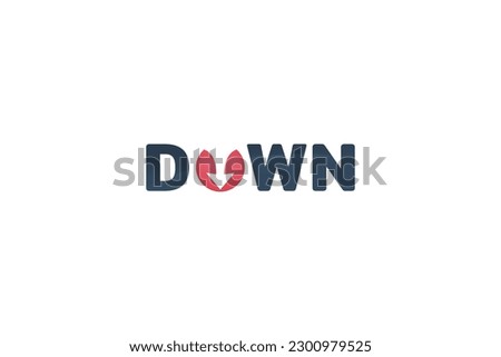 down logo with a combination of down lettering with a down arrow on the letter o.