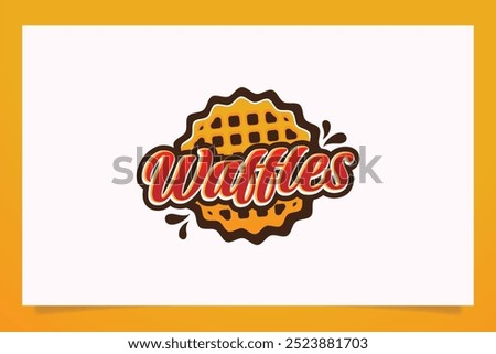 waffles logo with a combination of a waffle and lettering . It is good for cafe, restaurant, food truck, etc.