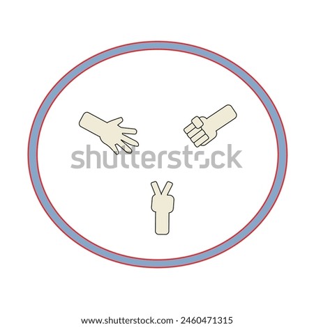 Rock–paper–scissors symbol isolated on the white background. Local ancient game play in Asian. 