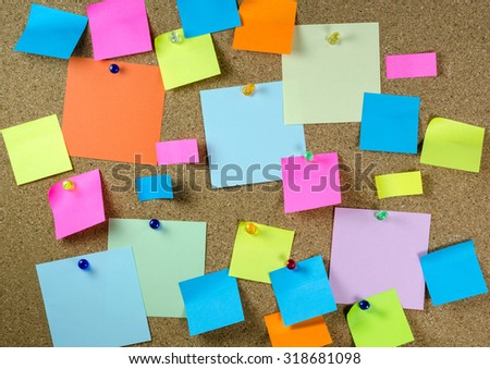 Board full of empty post it notes