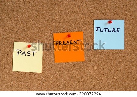 Post it with past, present, future on a board