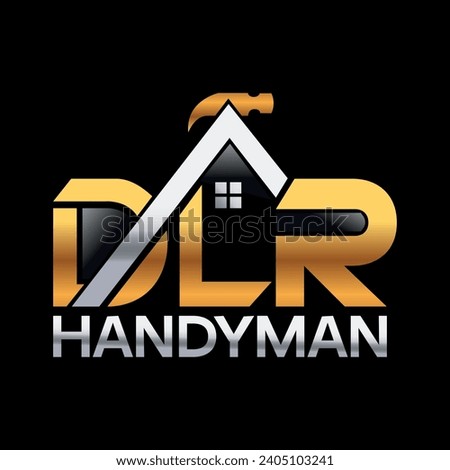 DLR, D, L, R, Handyman Roofing Logo, Construction Logo, Home Repair, Home Renovation, House Repairing Logo