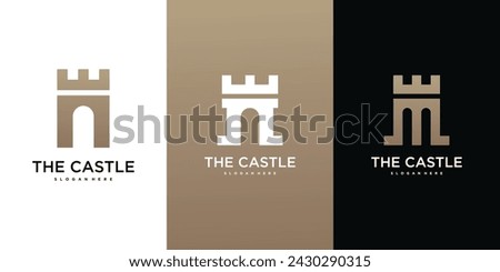 The castel logo design in simple style. Premium Vector