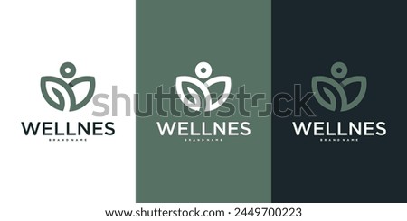 Wellness logo design with unique line style. Premium Vector
