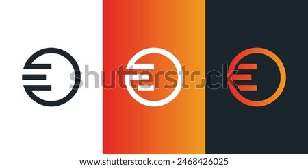 Set of letter E logo design with circle shape. Premium Vector