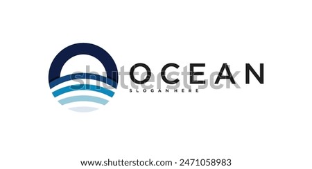 Simple and modern ocean wave letter O logo design. Premium Vector