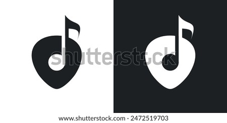 Guitar pick logo design concept. Premium Vector