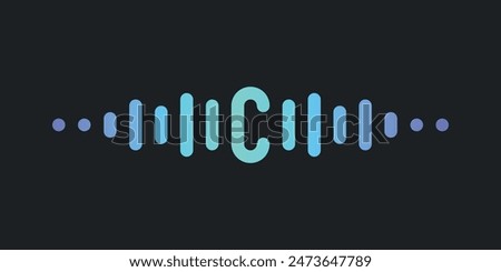 Letter C with pulse music player element. Audio wave logo design. Premium Vector