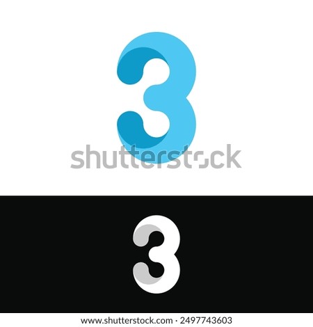 Abstract number 3 logo design concept. Premium Vector