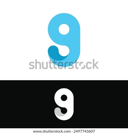 Abstract number 9 logo design concept. Premium Vector