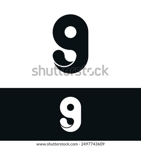 Abstract number 9 logo design concept. Premium Vector