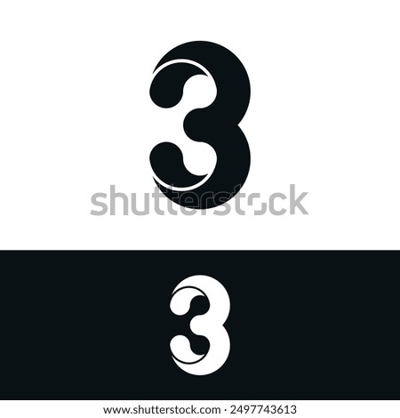 Abstract number 3 logo design concept. Premium Vector