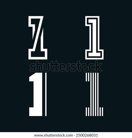 Set of creative number 1 logo design. Premium Vector