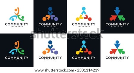 Set of creative colorful community logo design template sign and symbol. Premium Vector