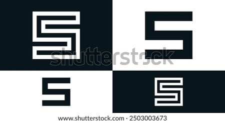 Abstract initial letter S logo design with square shape. Premium Vector