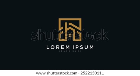 House logo design with creative modern outline concept. Premium Vector