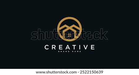 House logo design with creative modern outline concept. Premium Vector