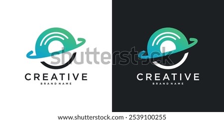 Planet music logo design, modern creative concapt. Premium Vector