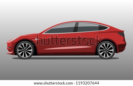 Car side in red color detailed vector illustration.