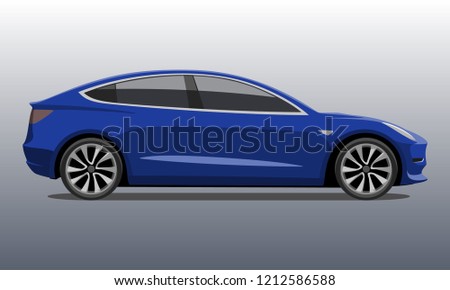 Car side in blue color detailed vector illustration.