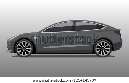 Car side in grey color detailed vector illustration.