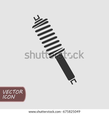 Shock absorber with spring. Vector flat icon.