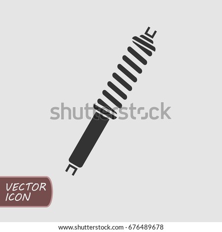 Shock absorber with spring. Vector flat icon.